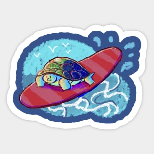 Surfing Turtle Sticker